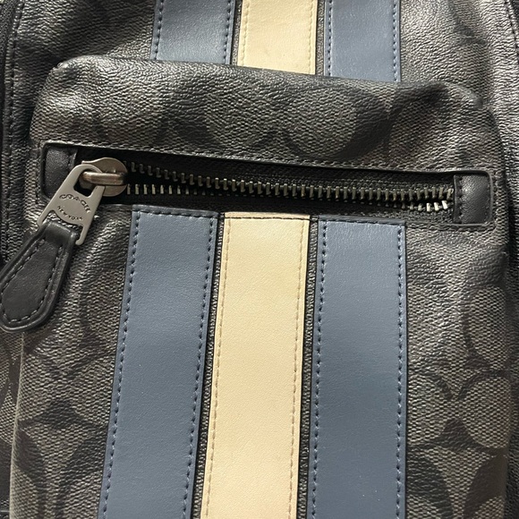 Coach Black and Blue Striped Backpack - Picture 2 of 12